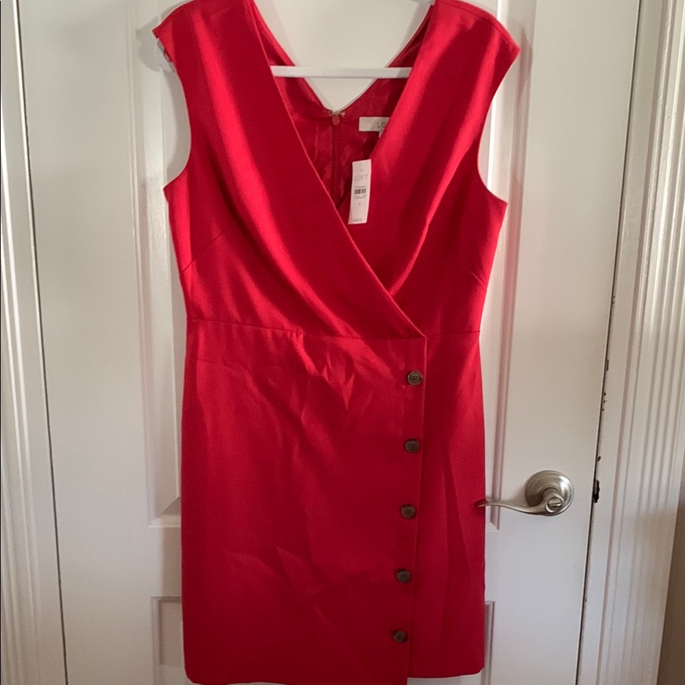 NWT LOFT Red Sheath Mini Dress V-Neck Sleeveless Cocktail